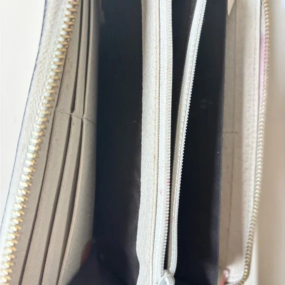 Gucci Cream and Green Floral Print Wallet